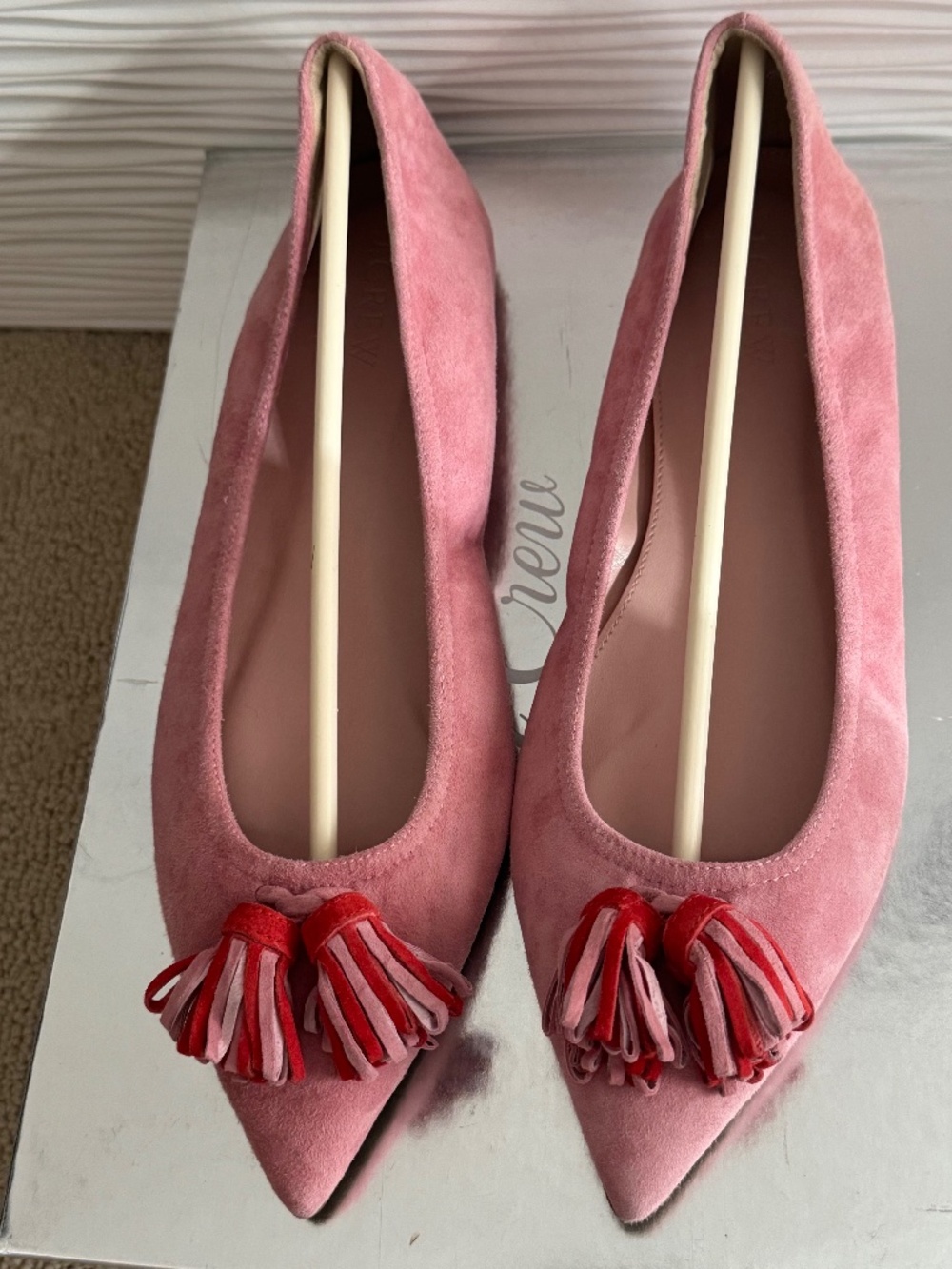 J Crew Pink Suede Flats
